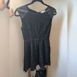 Black lace and faux leather dress